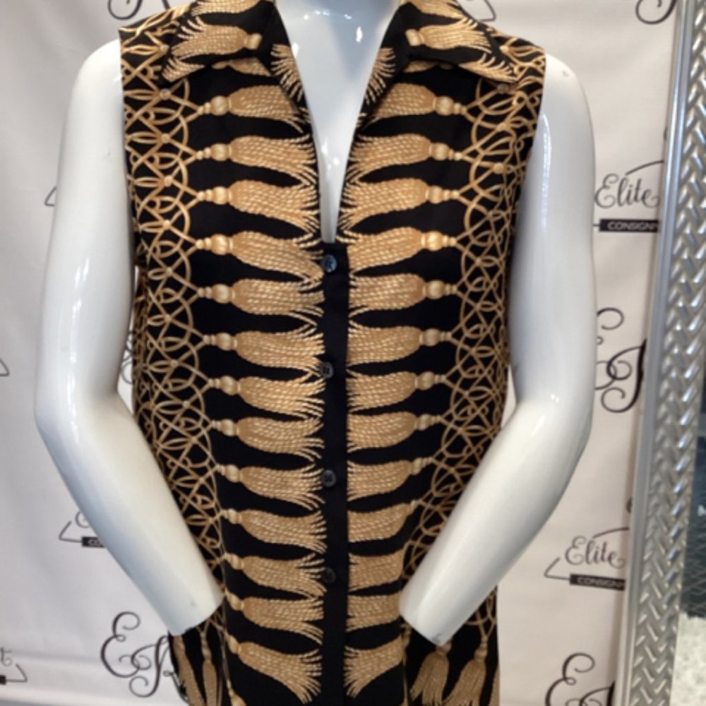 EMANUEL UNGARO TASSEL PRINT SZ 4 BLOUSE